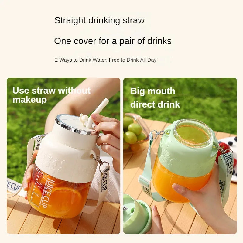 2in1 Flaschen Mixer mit Trinkhalm 800ml - Perfekt für Unterwegs!