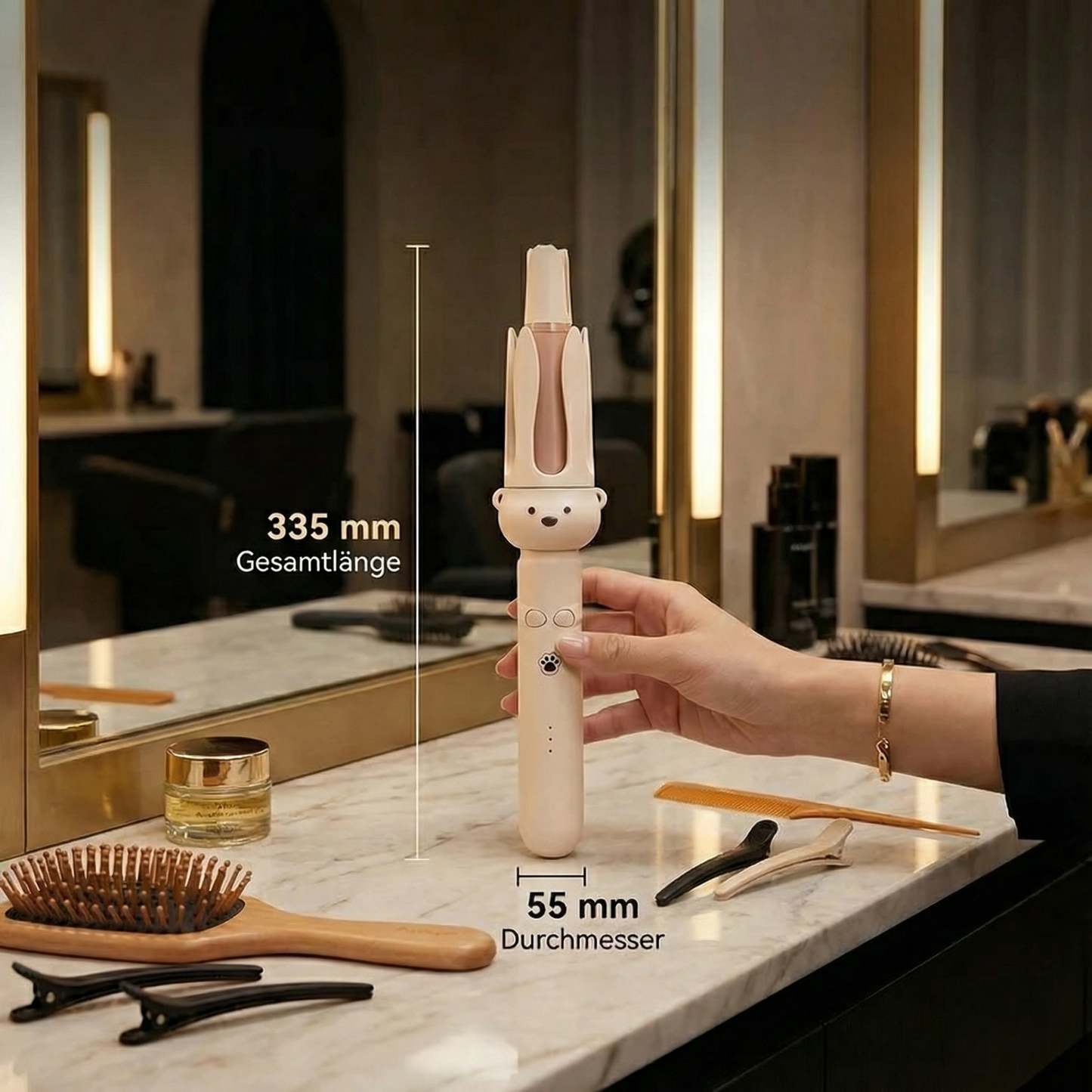 Automatischer Bärdesign Lockenstab 32 mm – Elektrischer Rotations-Lockenstyler