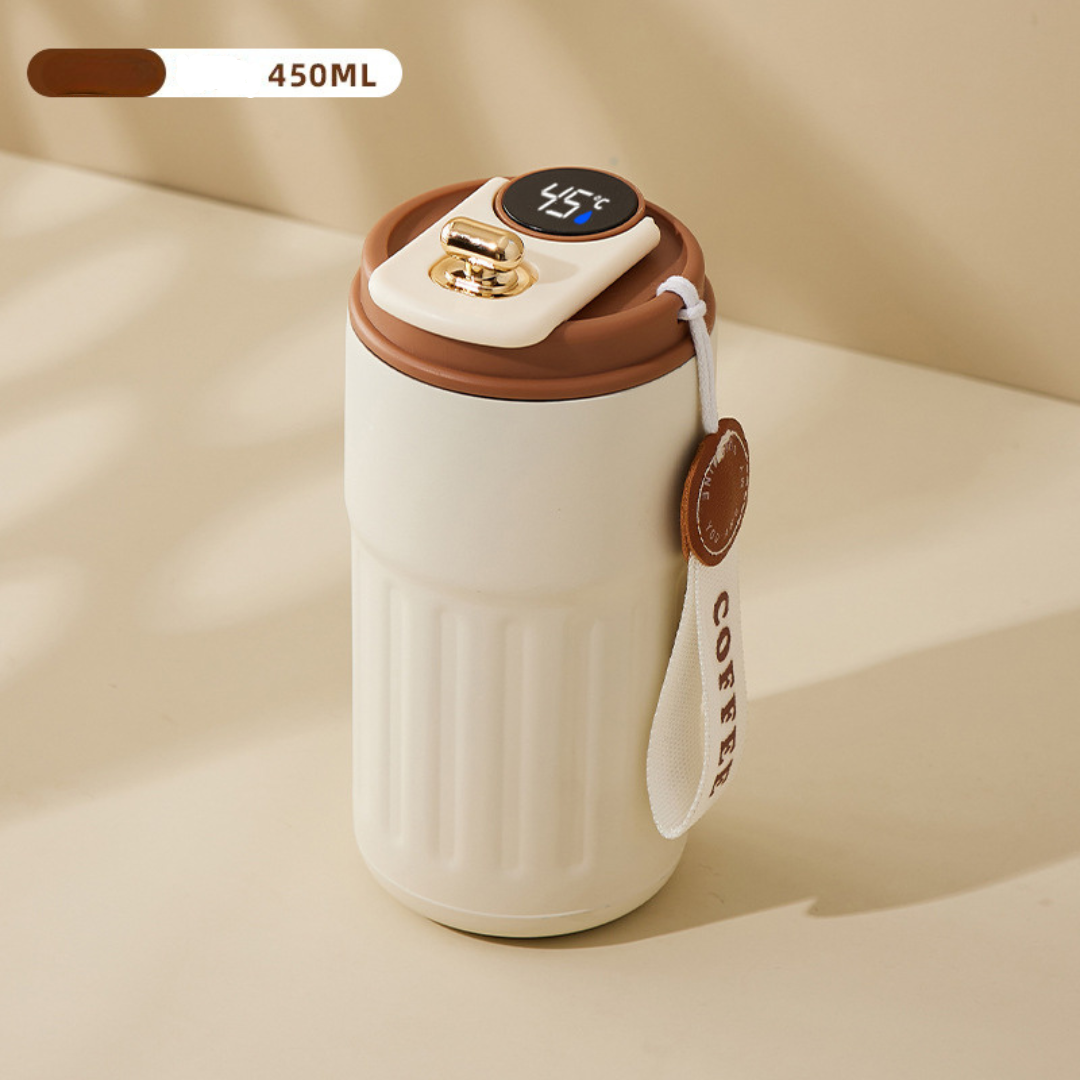 Edelstahl Kaffebecher mit LED Temperatur Anzeige 450 ML