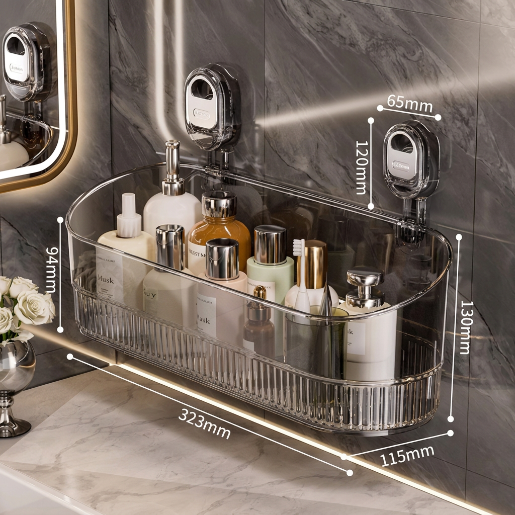 Selbstklebendes Saugnapf-Regal für Dusche und Badezimmer – ohne Bohren