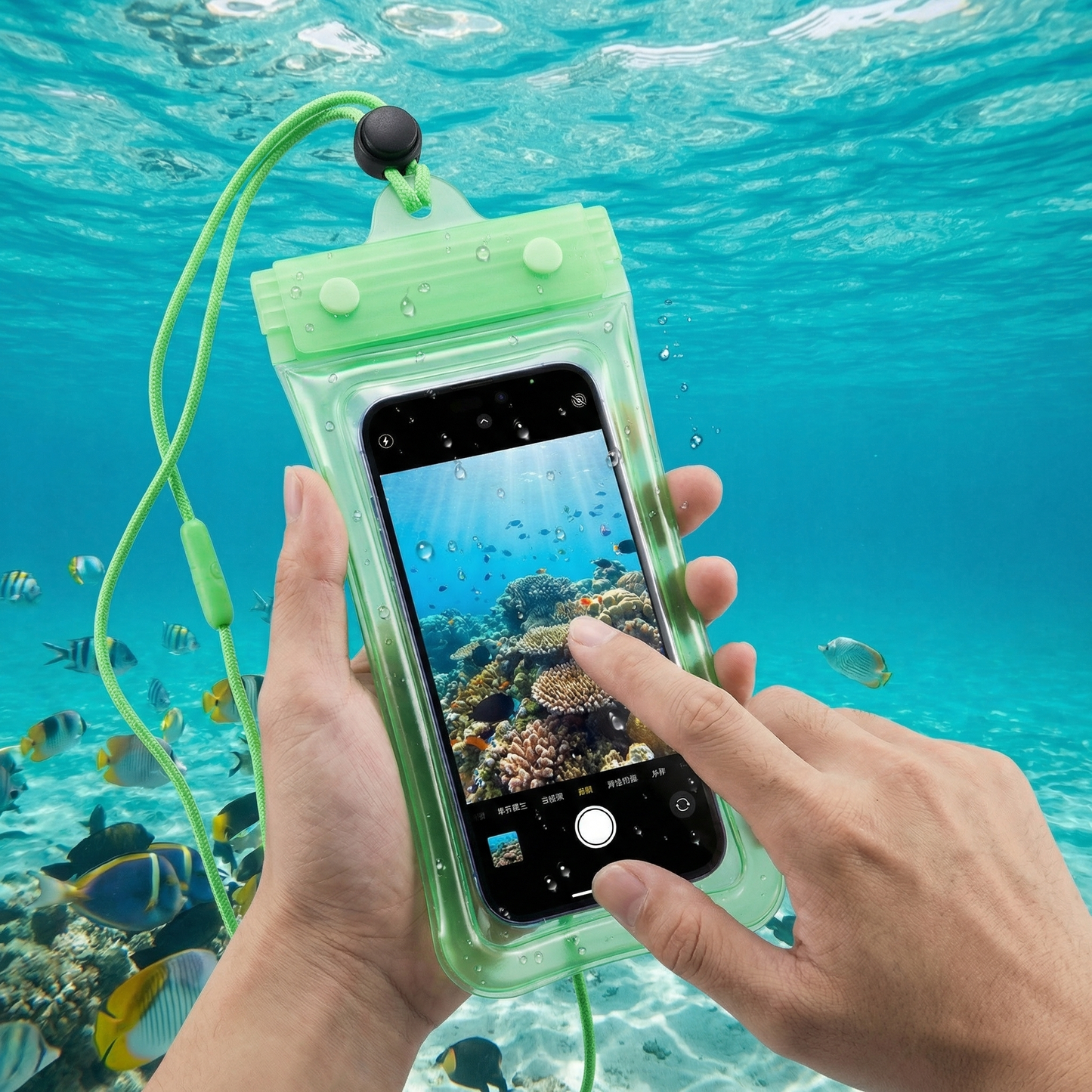 Wasserdichte Handyhülle – Transparenter Touchscreen Beutel mit Umhängeband für Strand, Schwimmen & Tauchen
