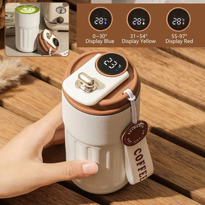 Edelstahl  Kaffebecher mit LED Temperatur Anzeige 450 ML