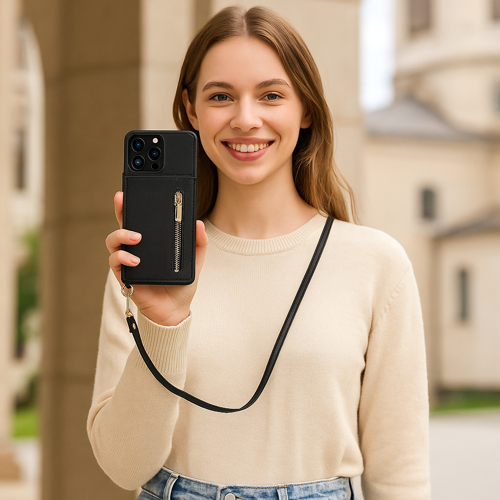 3in1 Handyhülle mit Karten und Münzfach Umhänge Tasche