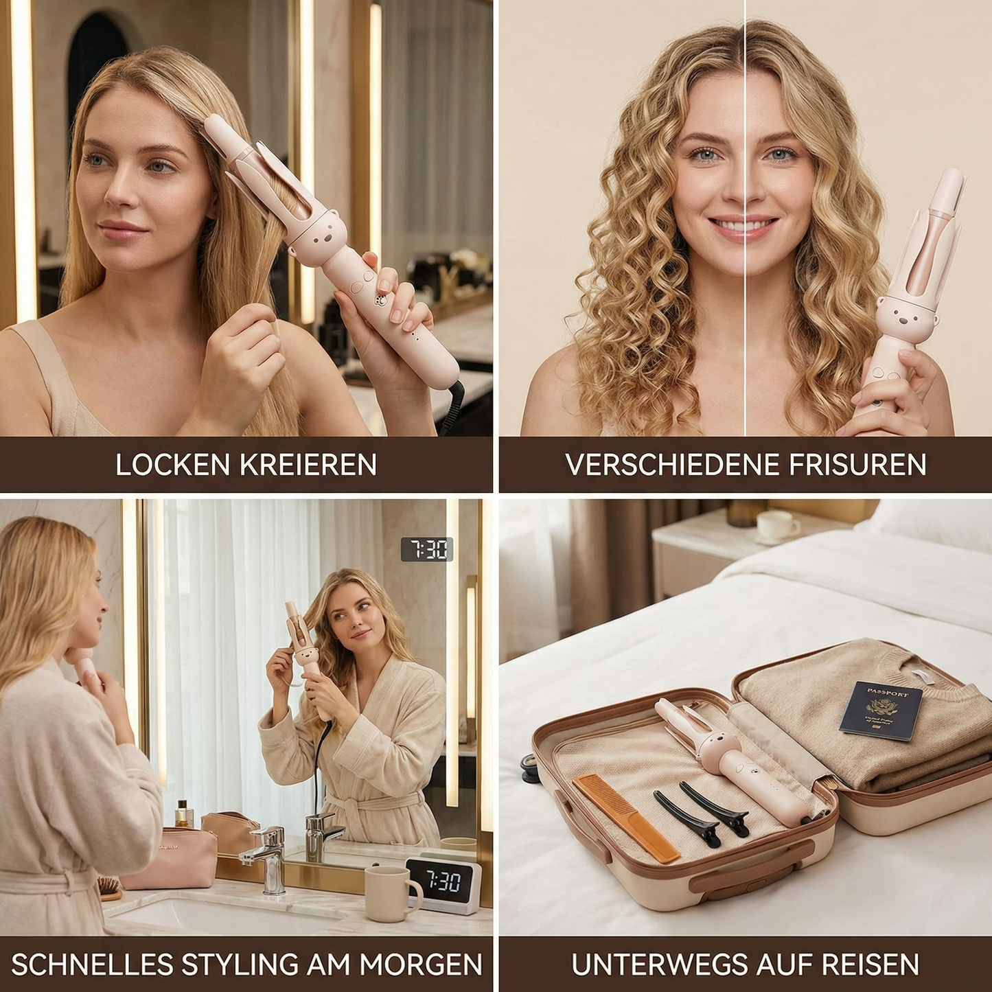 Automatischer Bärdesign Lockenstab 32 mm – Elektrischer Rotations-Lockenstyler