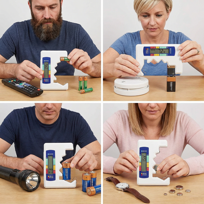 Digitaler Batterie-Tester mit LCD-Display – Kapazitätsprüfer für AA, AAA, C, D, 9V & Knopfzellen