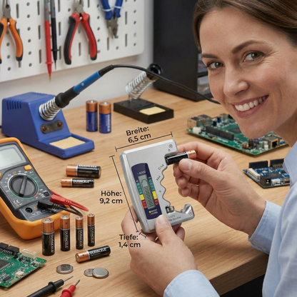 Digitaler Batterie-Tester mit LCD-Display – Kapazitätsprüfer für AA, AAA, C, D, 9V & Knopfzellen
