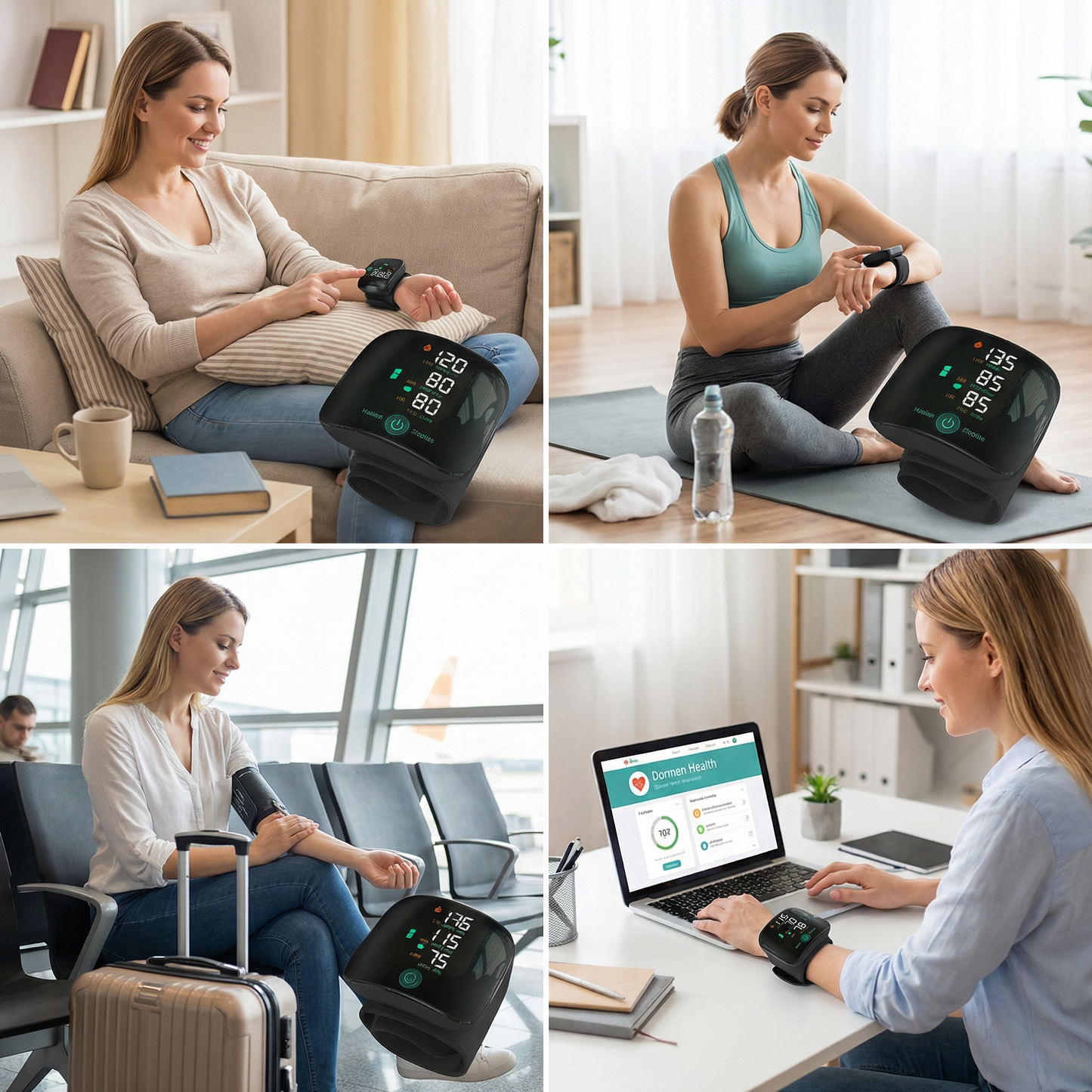 Digitales Handgelenk-Blutdruckmessgerät – Wiederaufladbar mit Touch-Display & Sprachfunktion