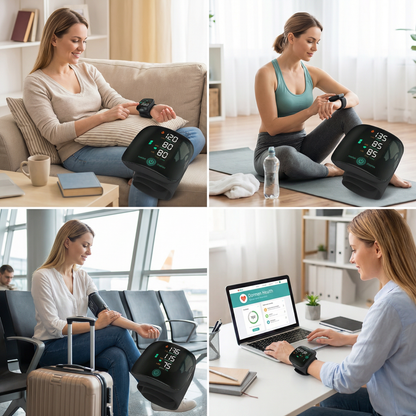 Digitales Handgelenk-Blutdruckmessgerät – Wiederaufladbar mit Touch-Display & Sprachfunktion