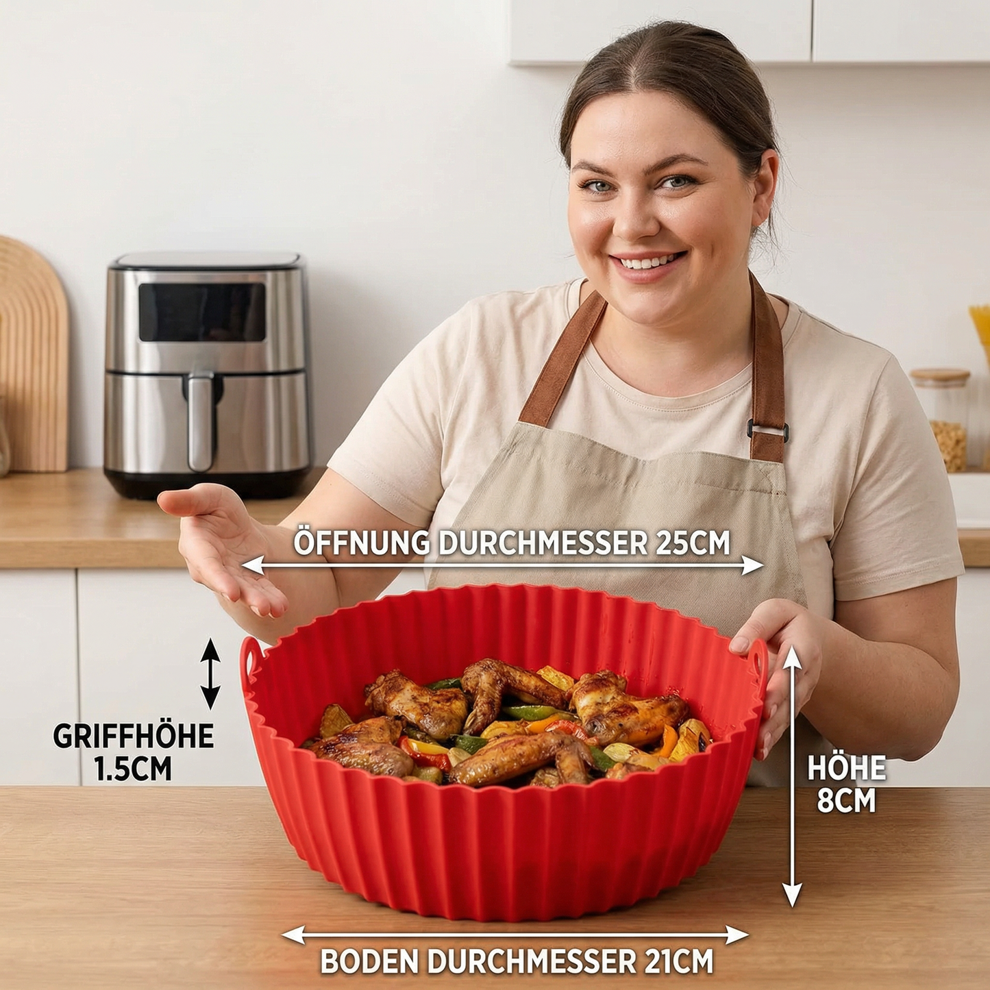 Wiederverwendbare Antihaft-Silikonform für die Heißluftfritteuse