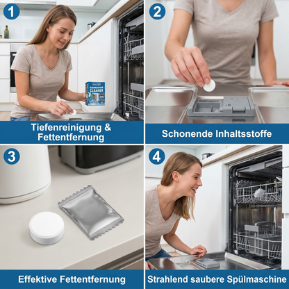 Spülmaschinen-Reinigungstabletten für die Tiefenreinigung & effektive Fettentfernung – Hergestellt mit schonenden Inhaltsstoffen