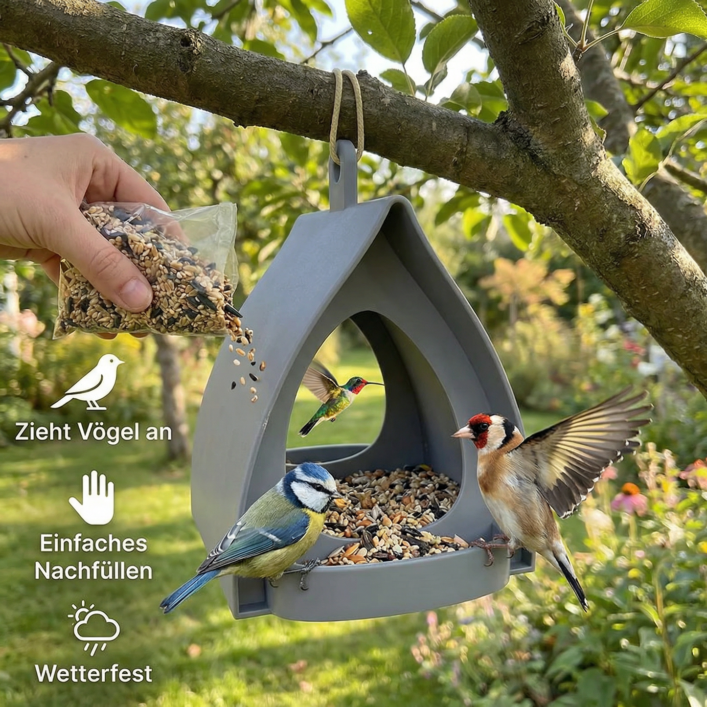 Hängendes Vogel-Futterhaus zum Aufhängen – Große Kapazität für Garten & Balkon