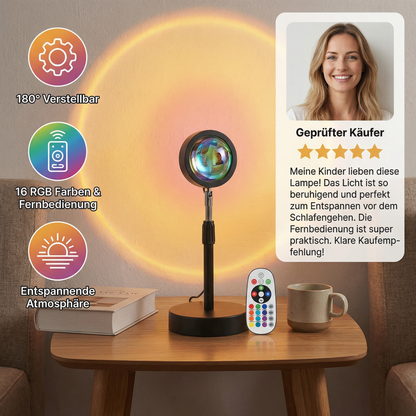Sunset Projektorlampe – 180° verstellbares Stimmungslicht mit Fernbedienung