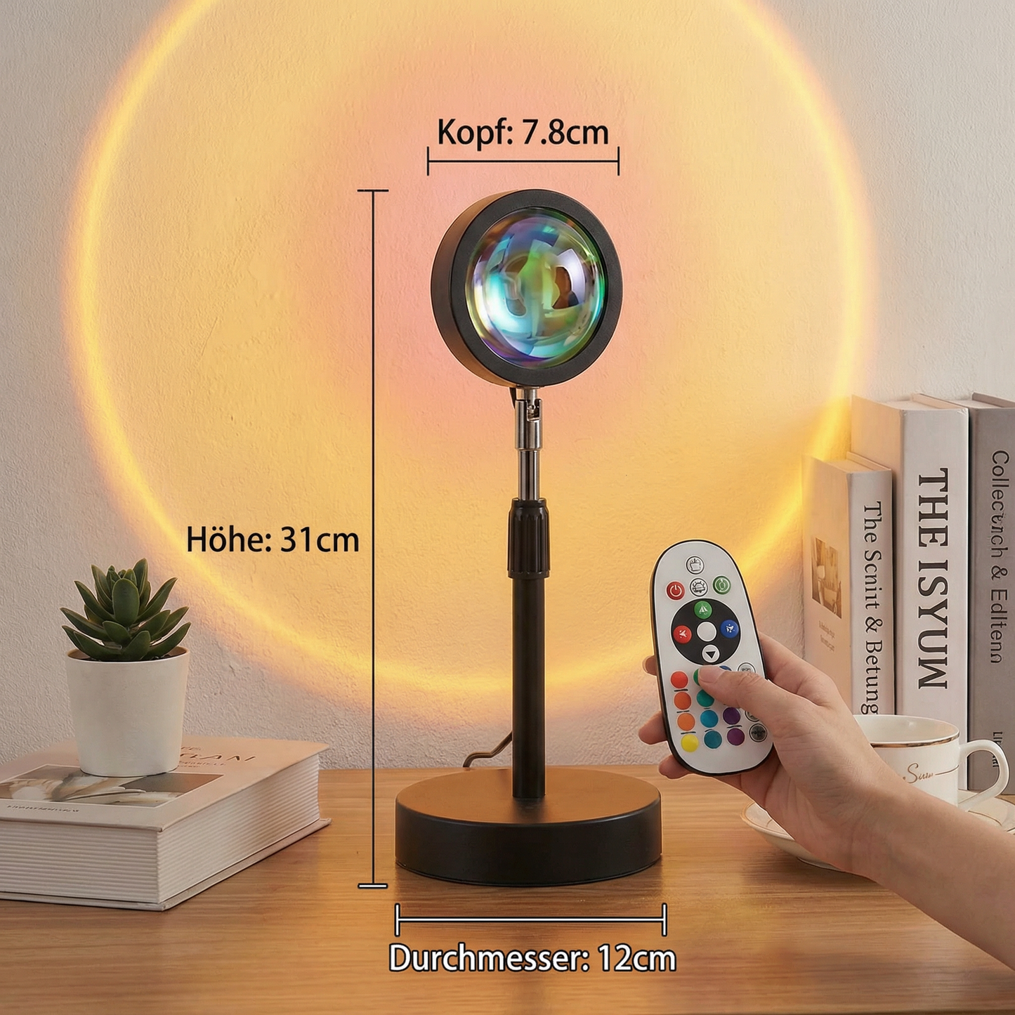 Sunset Projektorlampe – 180° verstellbares Stimmungslicht mit Fernbedienung