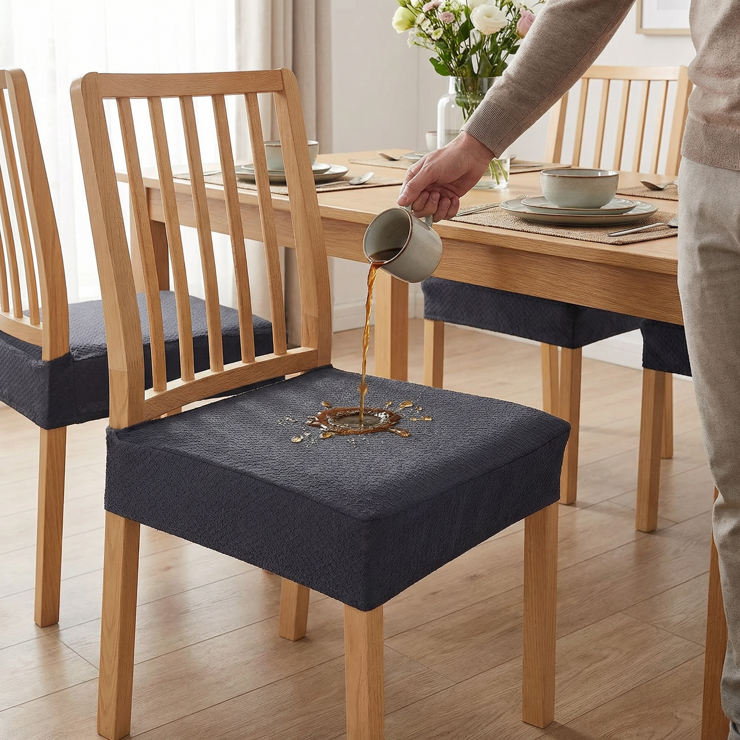 Wasserfester Jacquard-Stuhlkissenbezug – Rutschfest & Pflegeleicht