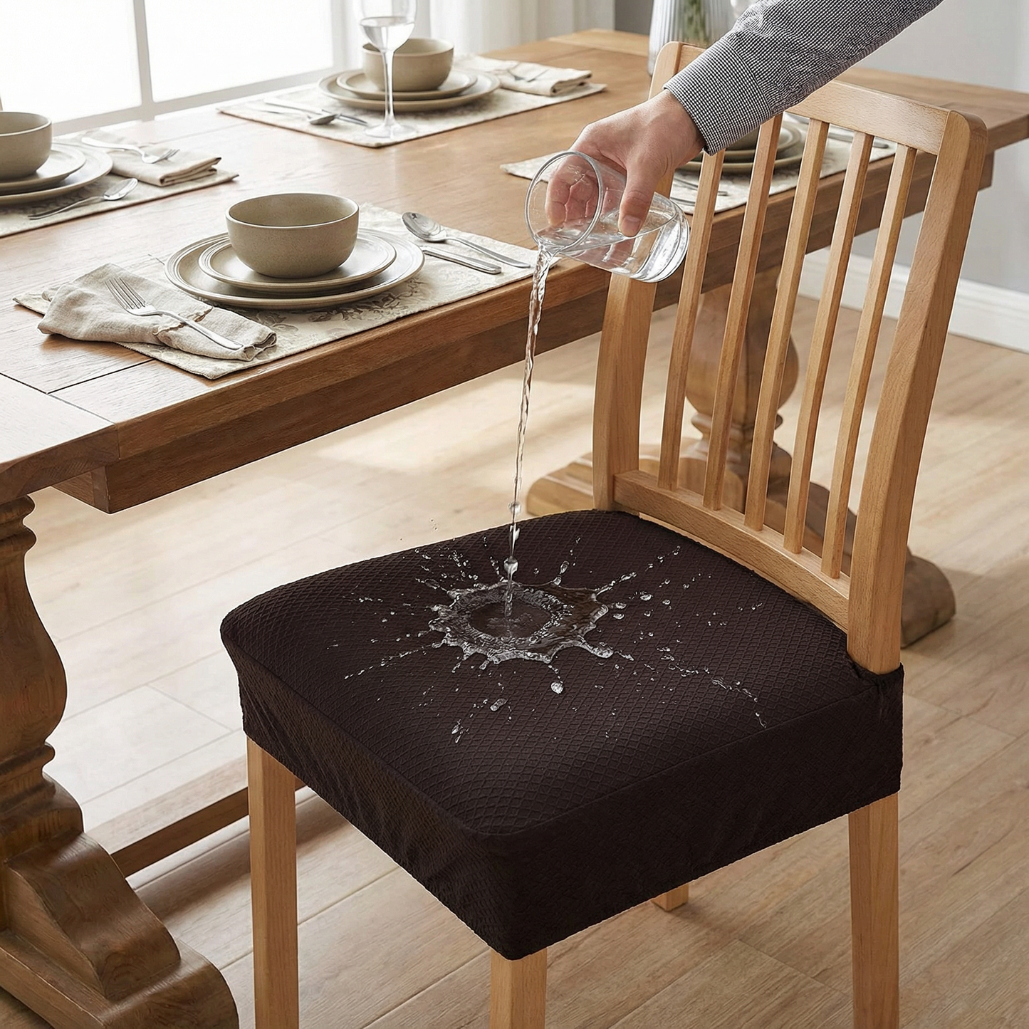 Wasserfester Jacquard-Stuhlkissenbezug – Rutschfest & Pflegeleicht