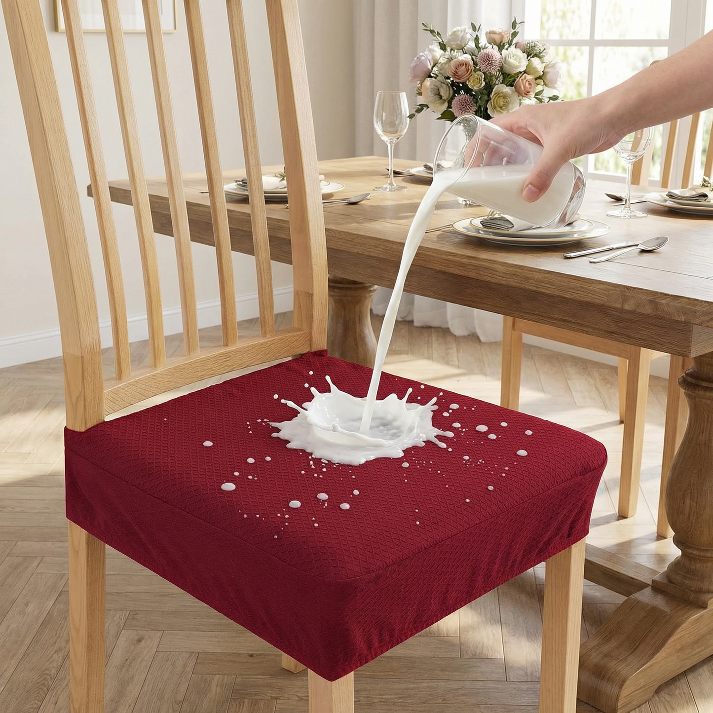 Wasserfester Jacquard-Stuhlkissenbezug – Rutschfest & Pflegeleicht