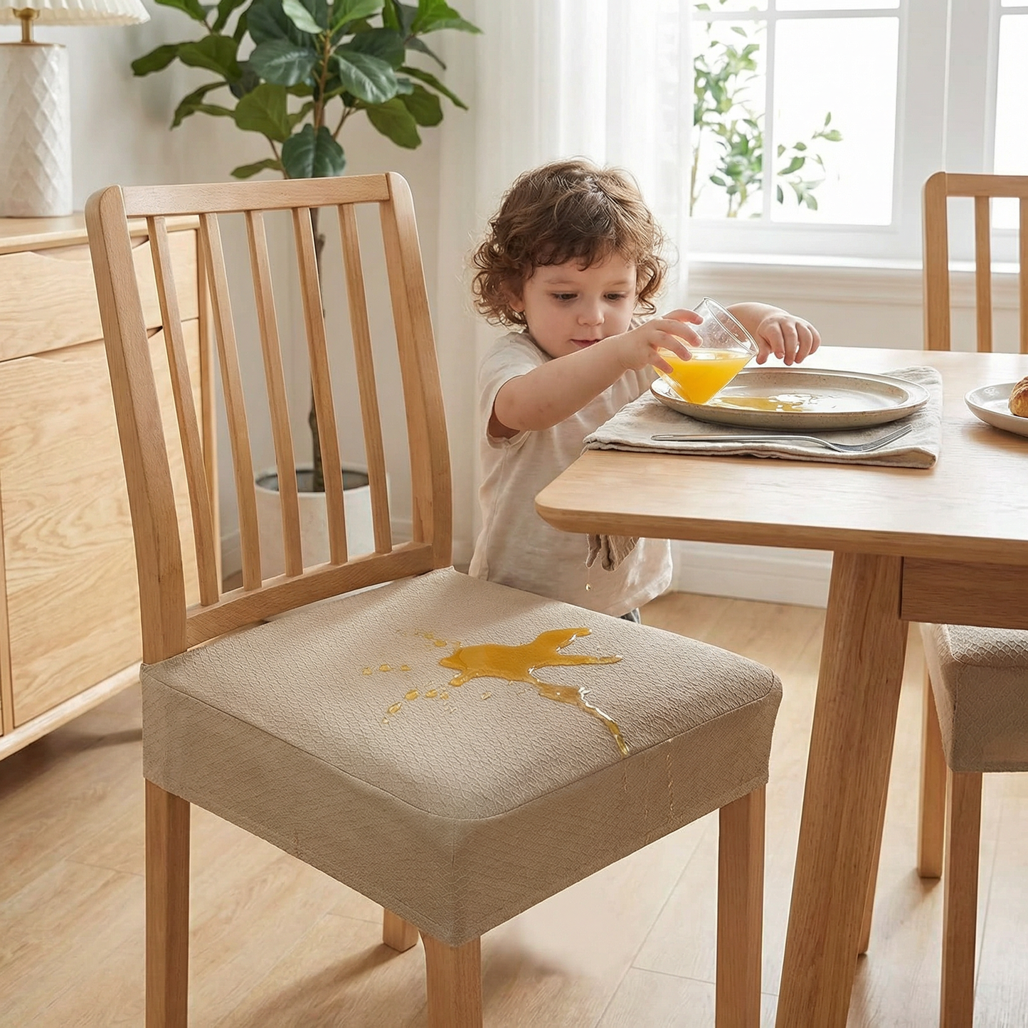 Wasserfester Jacquard-Stuhlkissenbezug – Rutschfest & Pflegeleicht