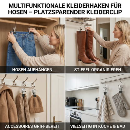 Multifunktionale Kleiderhaken für Hosen – platzsparender Kleiderclip