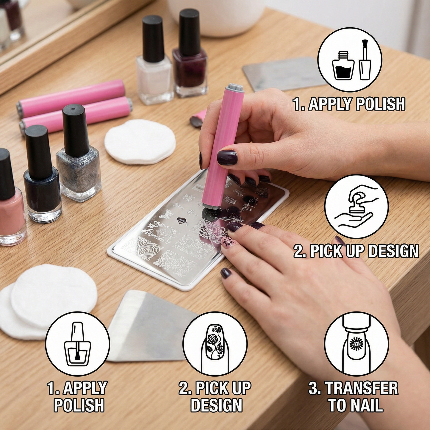 NagelKunst Stempel-Set – DIY Maniküre mit floralen Motiven