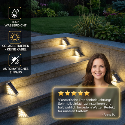 Solar LED Stufenleuchte – IP67 wasserdichte Treppen- & Wegebeleuchtung