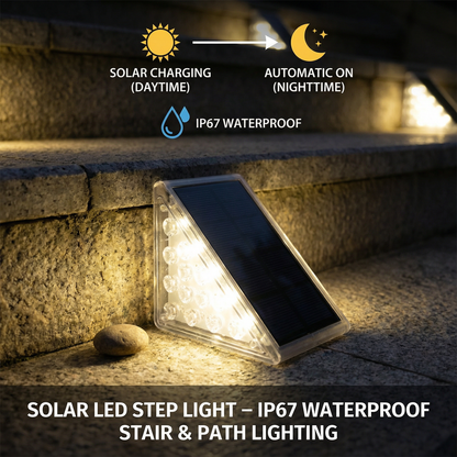 Solar LED Stufenleuchte – IP67 wasserdichte Treppen- & Wegebeleuchtung