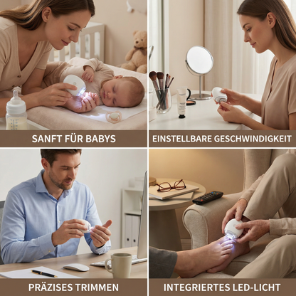 Profi Elektro-Nageltrimmer mit LED-Licht – Sanfter Nagelschneider für die ganze Familie