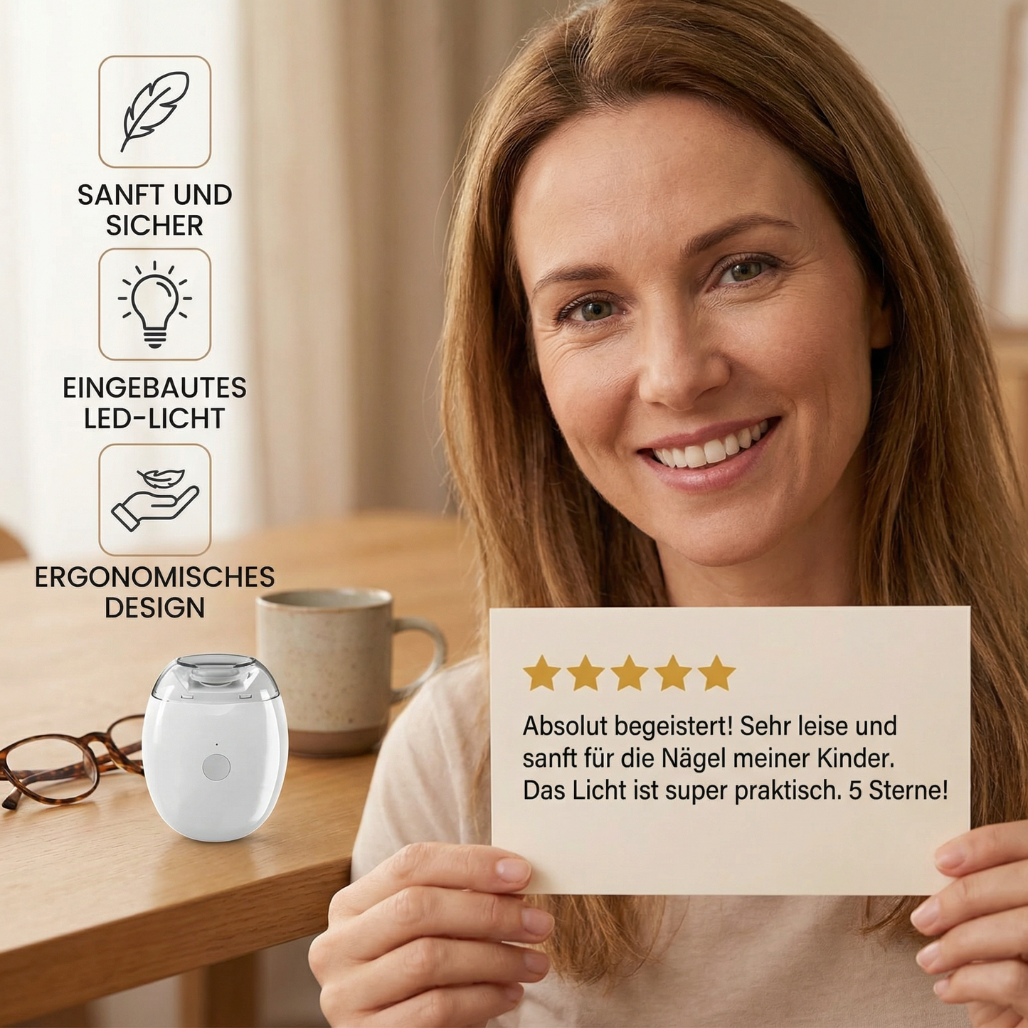 Profi Elektro-Nageltrimmer mit LED-Licht – Sanfter Nagelschneider für die ganze Familie