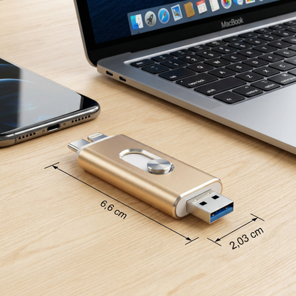 3-in-1 USB-Speicherstick – High-Speed USB 3.0 OTG-Stick mit Type-C-Adapter für Smartphone & PC