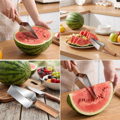 Wassermelonen-Schneider aus Edelstahl mit Holzgriff – Sauberes & schnelles Portionieren