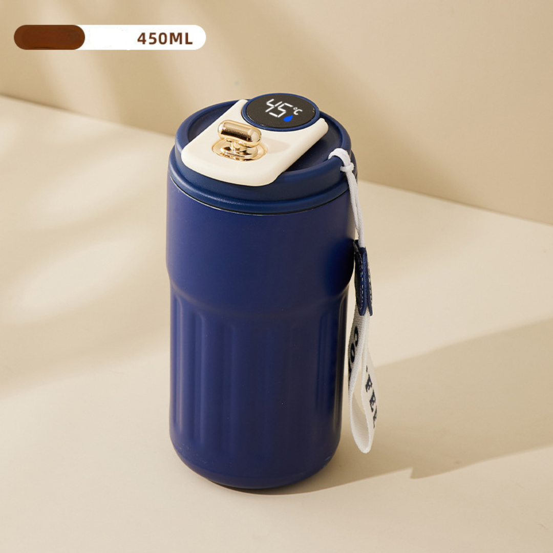 Edelstahl  Kaffebecher mit LED Temperatur Anzeige 450 ML