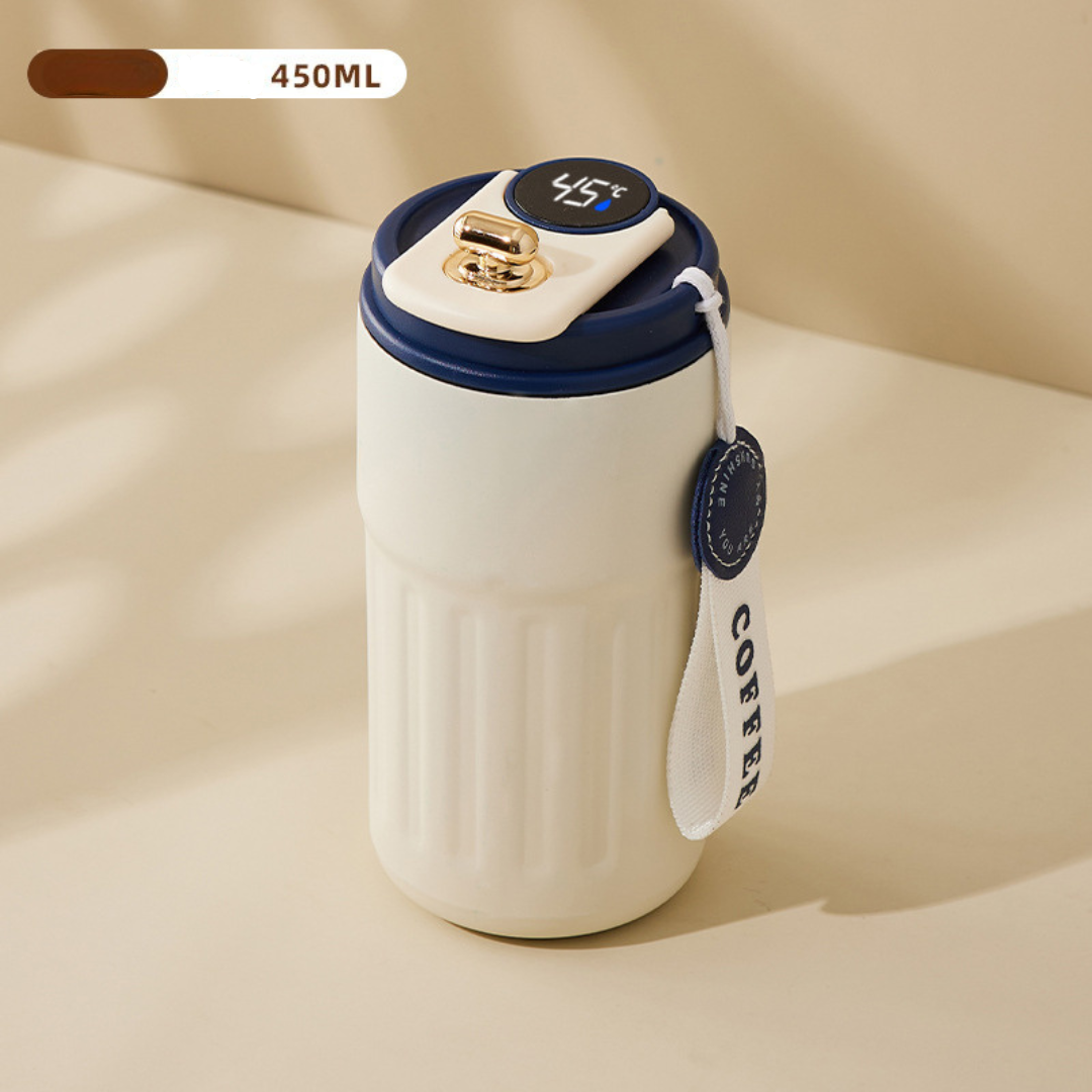 Edelstahl  Kaffebecher mit LED Temperatur Anzeige 450 ML