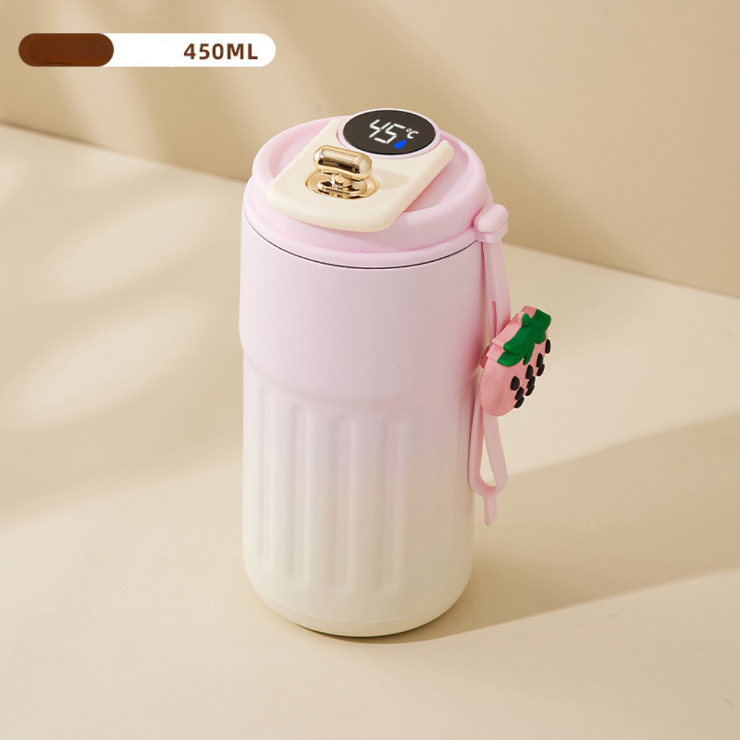 Edelstahl  Kaffebecher mit LED Temperatur Anzeige 450 ML