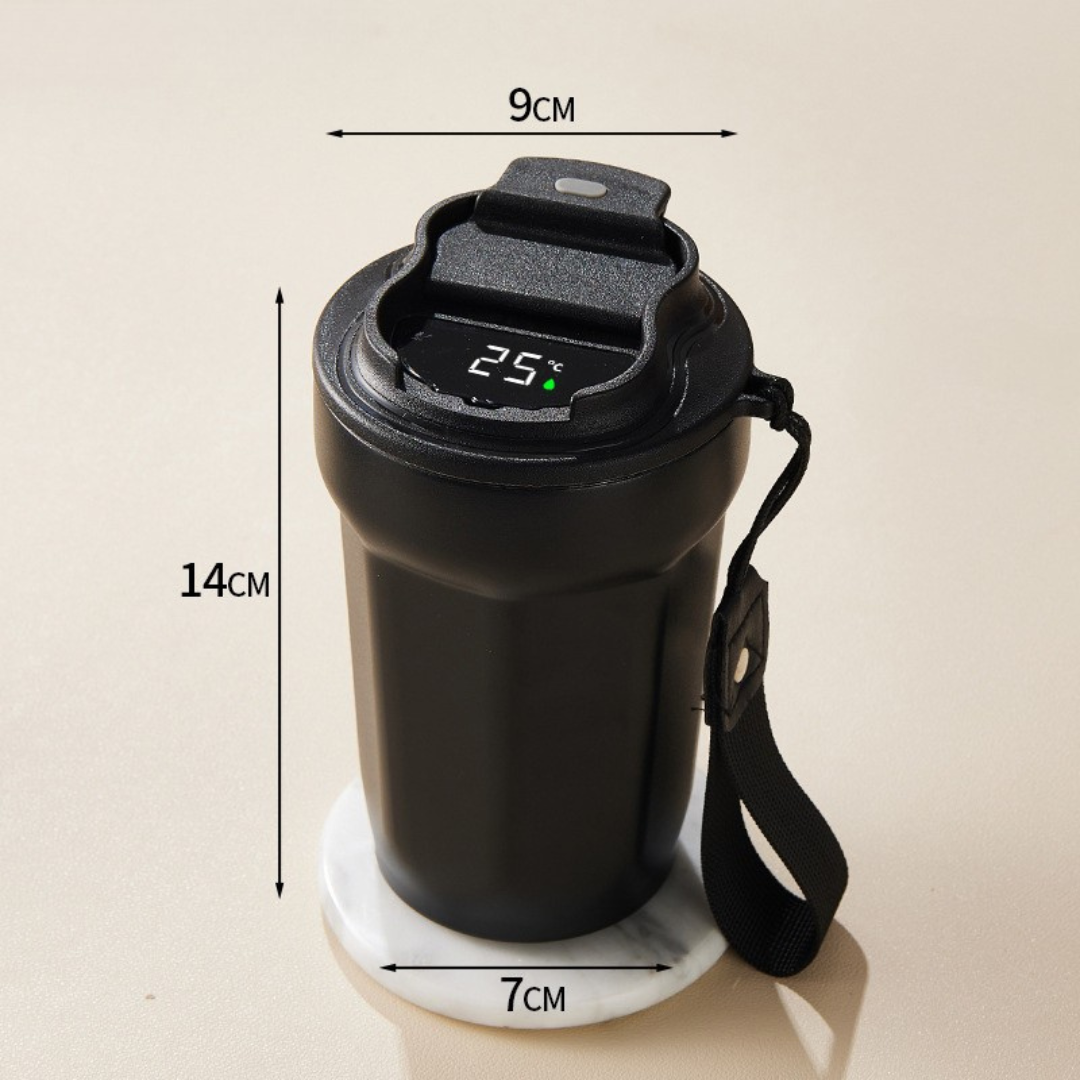Edelstahl  Kaffebecher mit LED Temperatur Anzeige 450 ML
