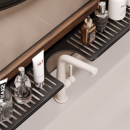 Badezimmer Saugnapf Waschbeckenablage im Walnuss Design