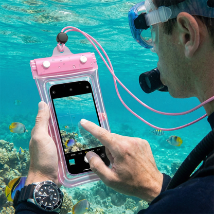 Wasserdichte Handyhülle – Transparenter Touchscreen Beutel mit Umhängeband für Strand, Schwimmen & Tauchen