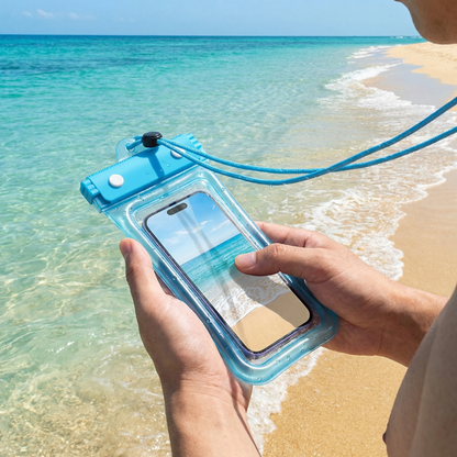 Wasserdichte Handyhülle – Transparenter Touchscreen Beutel mit Umhängeband für Strand, Schwimmen & Tauchen
