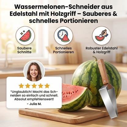 Wassermelonen-Schneider aus Edelstahl mit Holzgriff – Sauberes & schnelles Portionieren