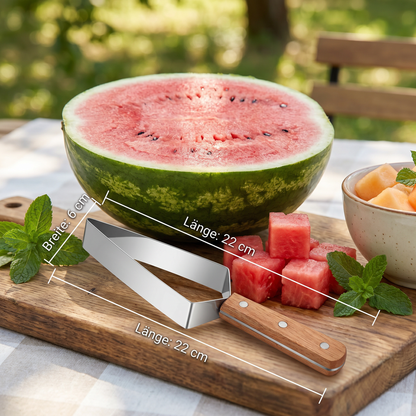 Wassermelonen-Schneider aus Edelstahl mit Holzgriff – Sauberes & schnelles Portionieren