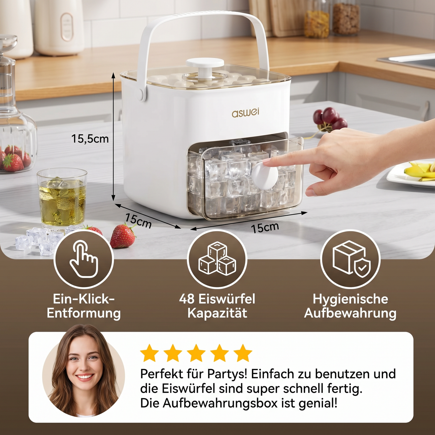 2-in-1 Eiswürfel-Maker mit Aufbewahrungsbox – 48 Eiswürfel, Doppel-Design