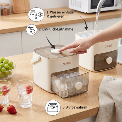 2-in-1 Eiswürfel-Maker mit Aufbewahrungsbox – 48 Eiswürfel, Doppel-Design