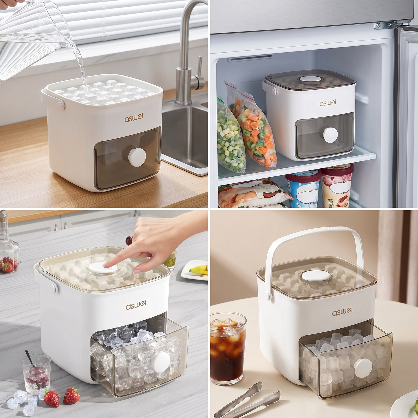 2-in-1 Eiswürfel-Maker mit Aufbewahrungsbox – 48 Eiswürfel, Doppel-Design