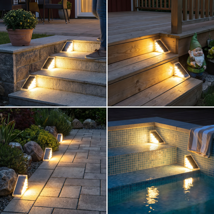 Solar LED Stufenleuchte – IP67 wasserdichte Treppen- & Wegebeleuchtung