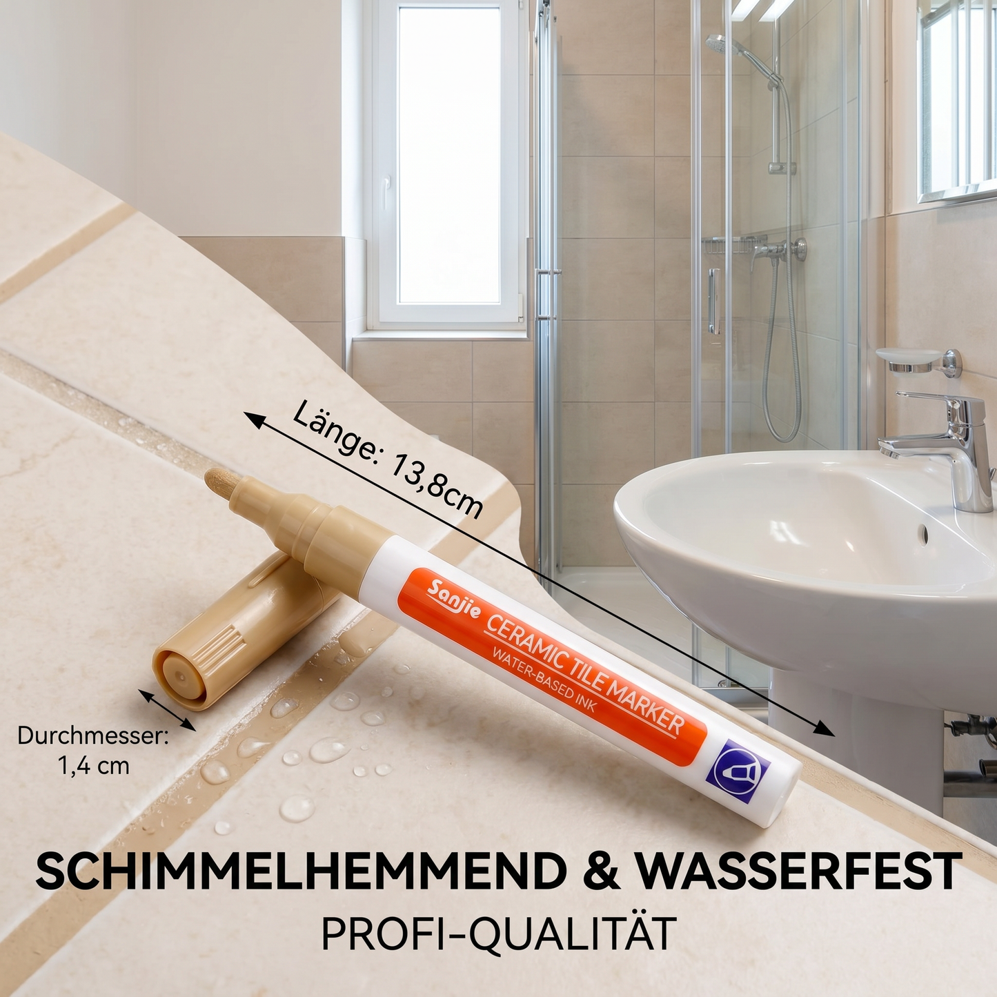 Schimmelhemmender und wasserfester Fugenstift für Fliesen
