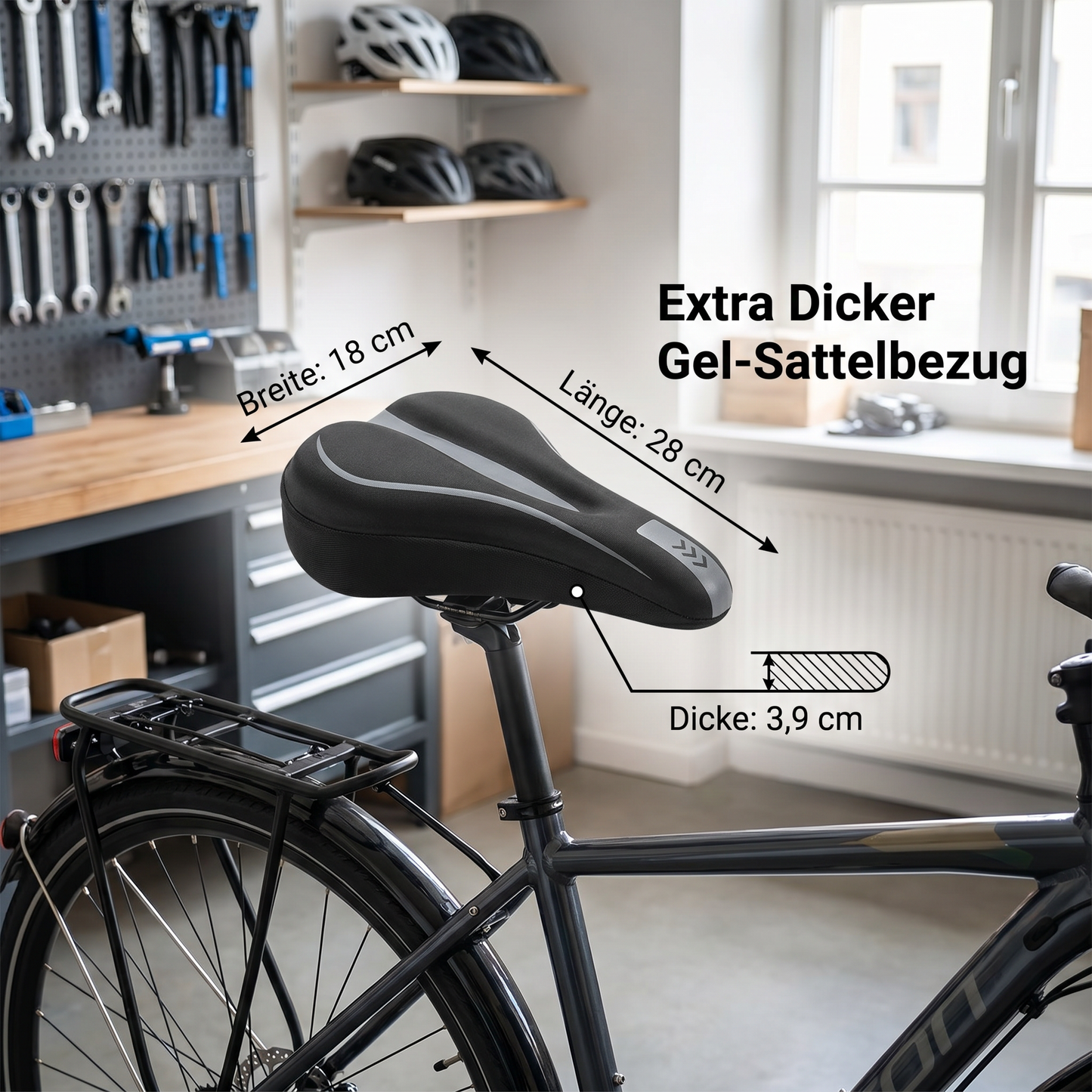 Extra dicker Gel-Sattelbezug gegen Schmerzen im Gesäß – weiches, bequemes Polster