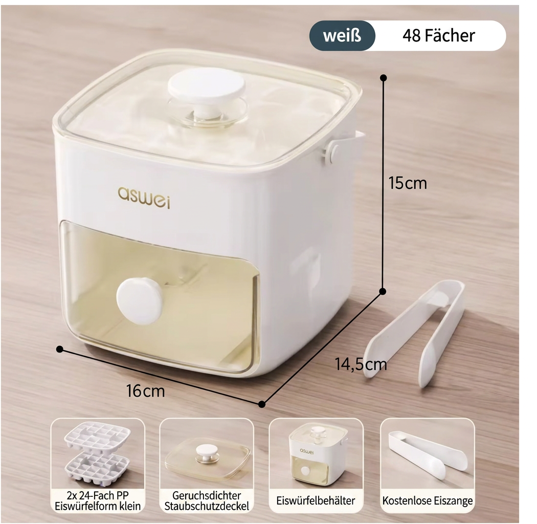 2-in-1 Eiswürfel-Maker mit Aufbewahrungsbox – 48 Eiswürfel, Doppel-Design