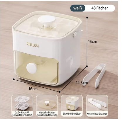 2-in-1 Eiswürfel-Maker mit Aufbewahrungsbox – 48 Eiswürfel, Doppel-Design