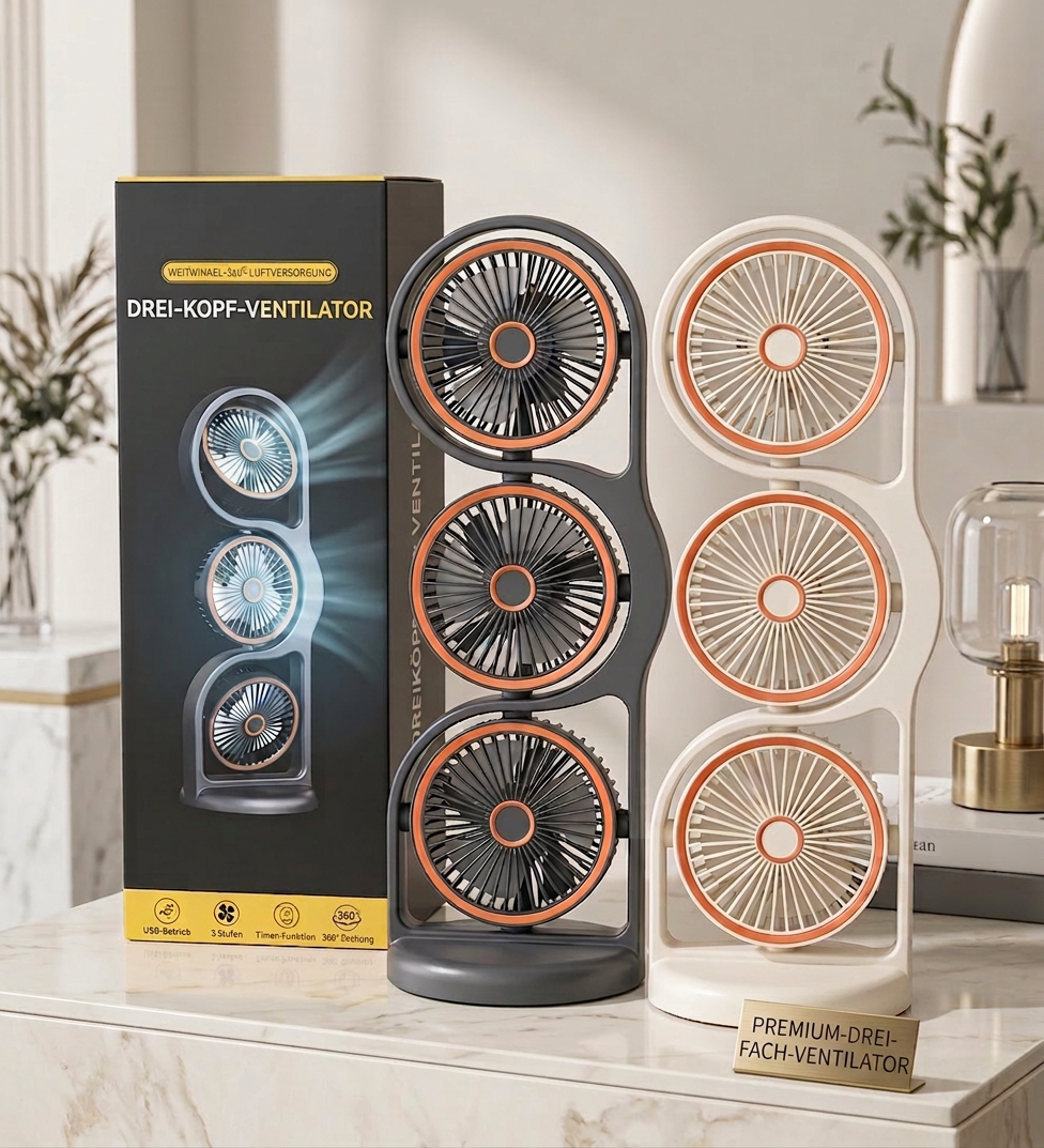 Tragbarer Ventilator mit drei Lüftern