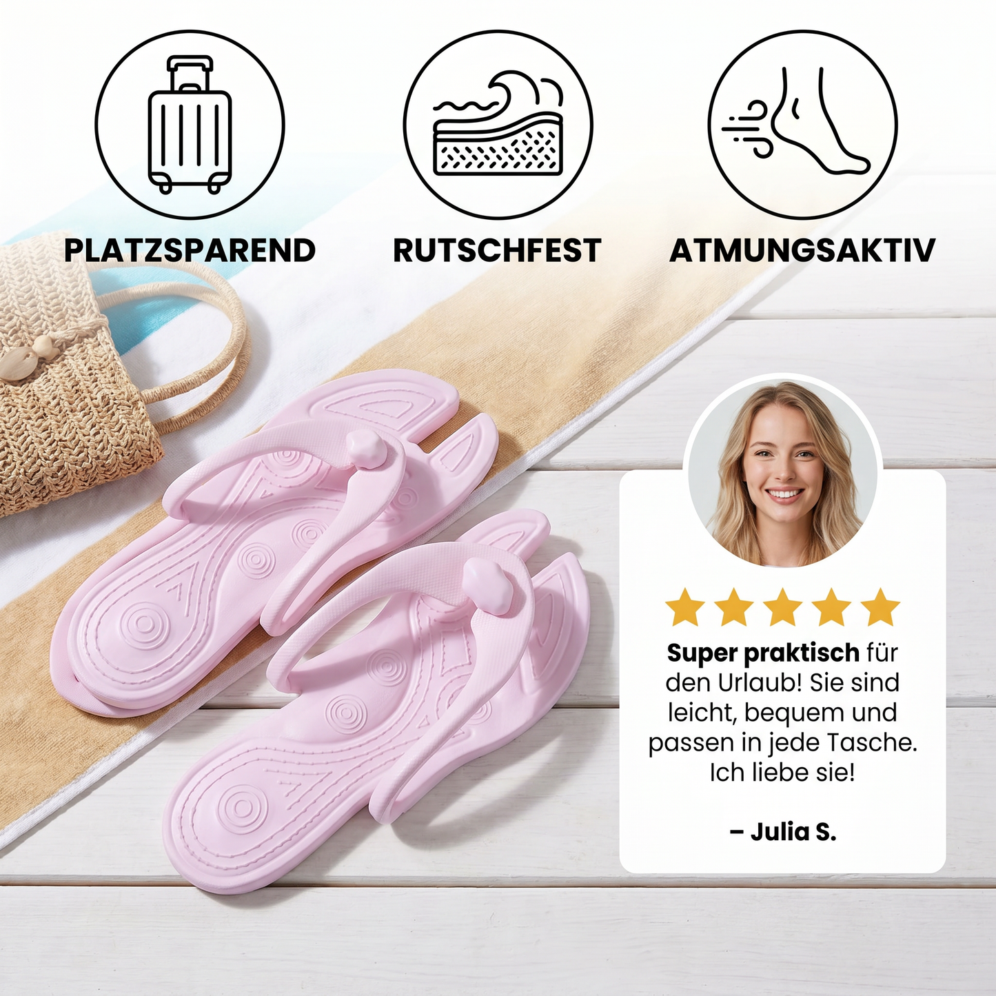 Faltbare Reise-Flip-Flops – Rutschfeste Slipper für heiße Tage