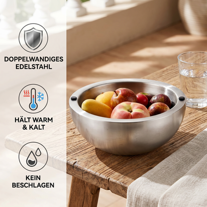 Doppelwandige Edelstahl Schüssel zum Kühlen oder Wärme halten