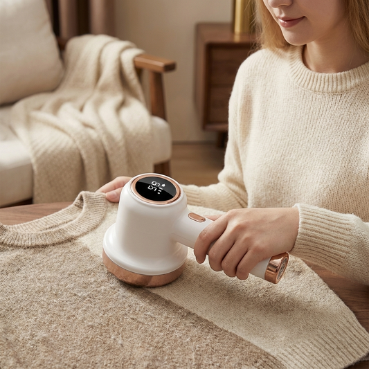 Elektrischer Fusselentferner mit LED-Display – Wiederaufladbarer Textilrasierer mit 3 Stufen & großem Auffangbehälter